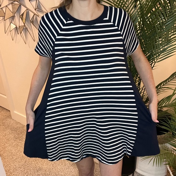 UMGEE | Navy Striped Dress w/ Pockets - Picture 3 of 12